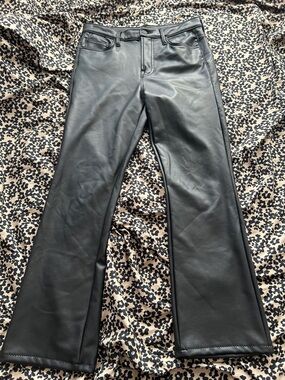 MOTHER Black Flare Faux Leather Jeans